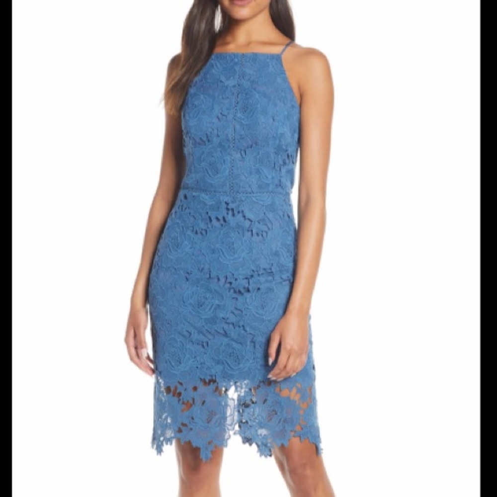 Adelyn Rae Farrah Halter Lace Cocktail Dress - S